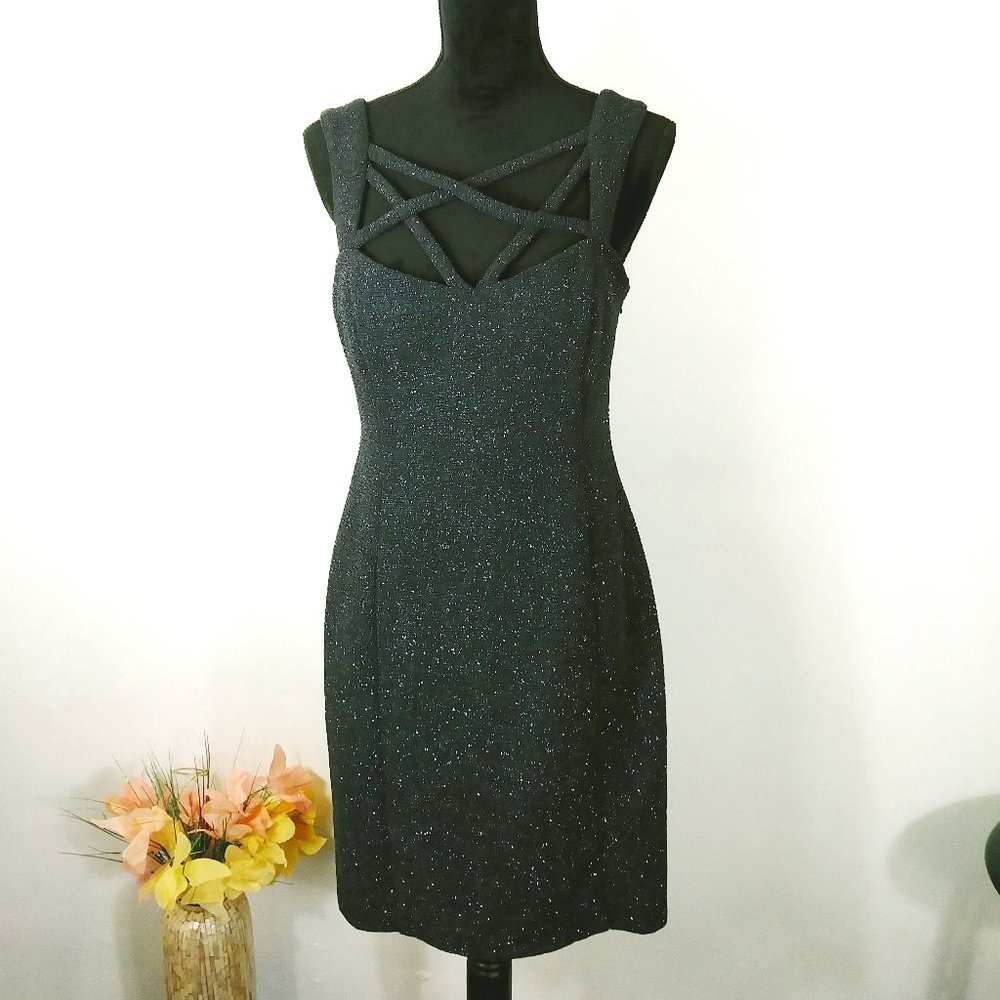 Eliza J gray sparkle dress size 12 Scuba Pencil Sheath